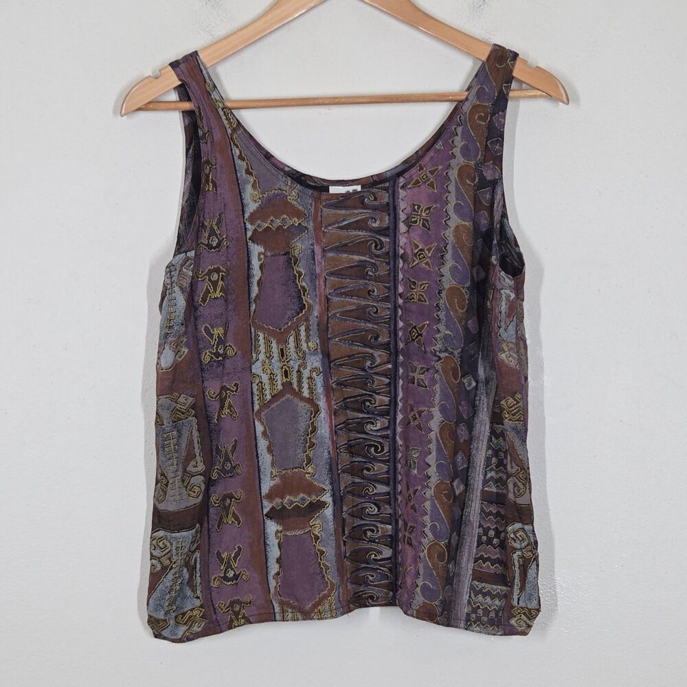 Kembali Indonesia Patchwork Artsy Tank Top Rayon Boho Festival Hippie Granola